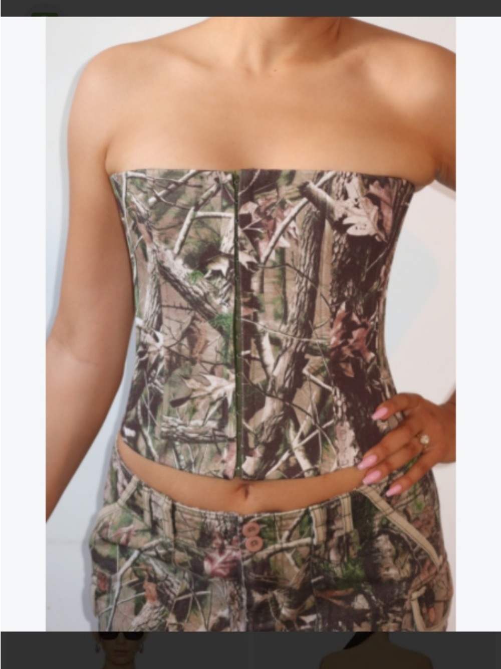 Danielle Guizio Boned Camo Laceup Corset S